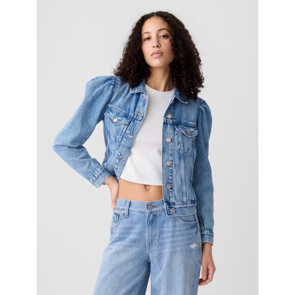 Gap Puff Sleeve Icon Denim Jacket - Picture 1 of 11